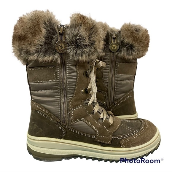 Santana Canada Marta Tan Snow Boot Side Zip Size 6.5 37 - Picture 2 of 10